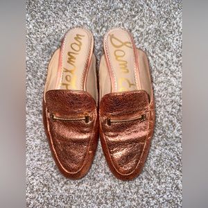 Sam Edelman Laurna Linnie Bit Mule Metallic Leather Slip-On Flat SZ 8.5